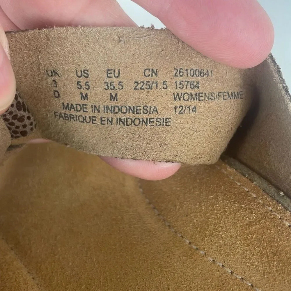 Clarks Artisan Collection Copper Metallic Stingray Embossed Leather Sandals 5.5